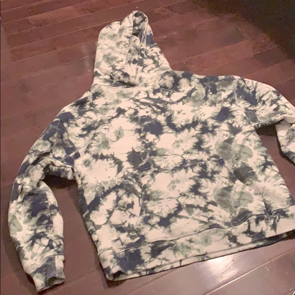 Custom Off WhitexDark Blueish Black Tyedye Hoodie